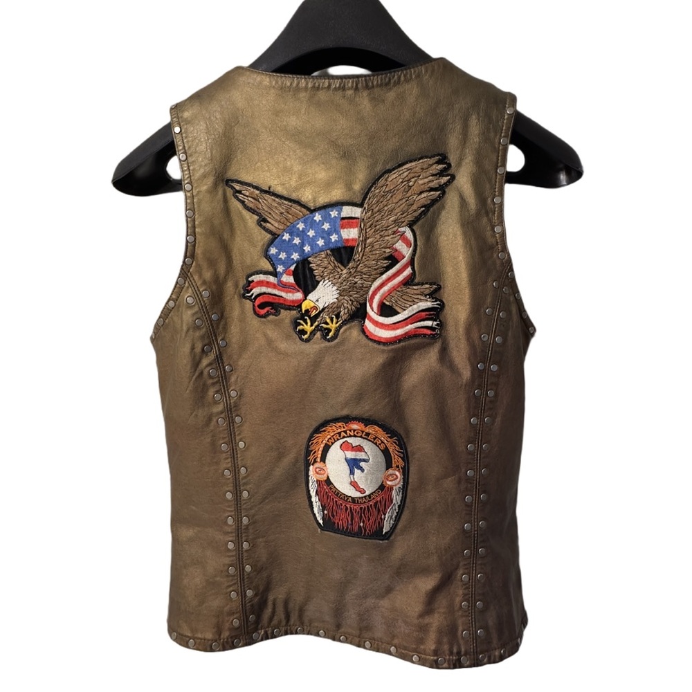 Vintage 2002 HARLEY DAVIDSON Women’s Metallic Leather Sleeveless Zip Front Vest - Picture 3 of 16